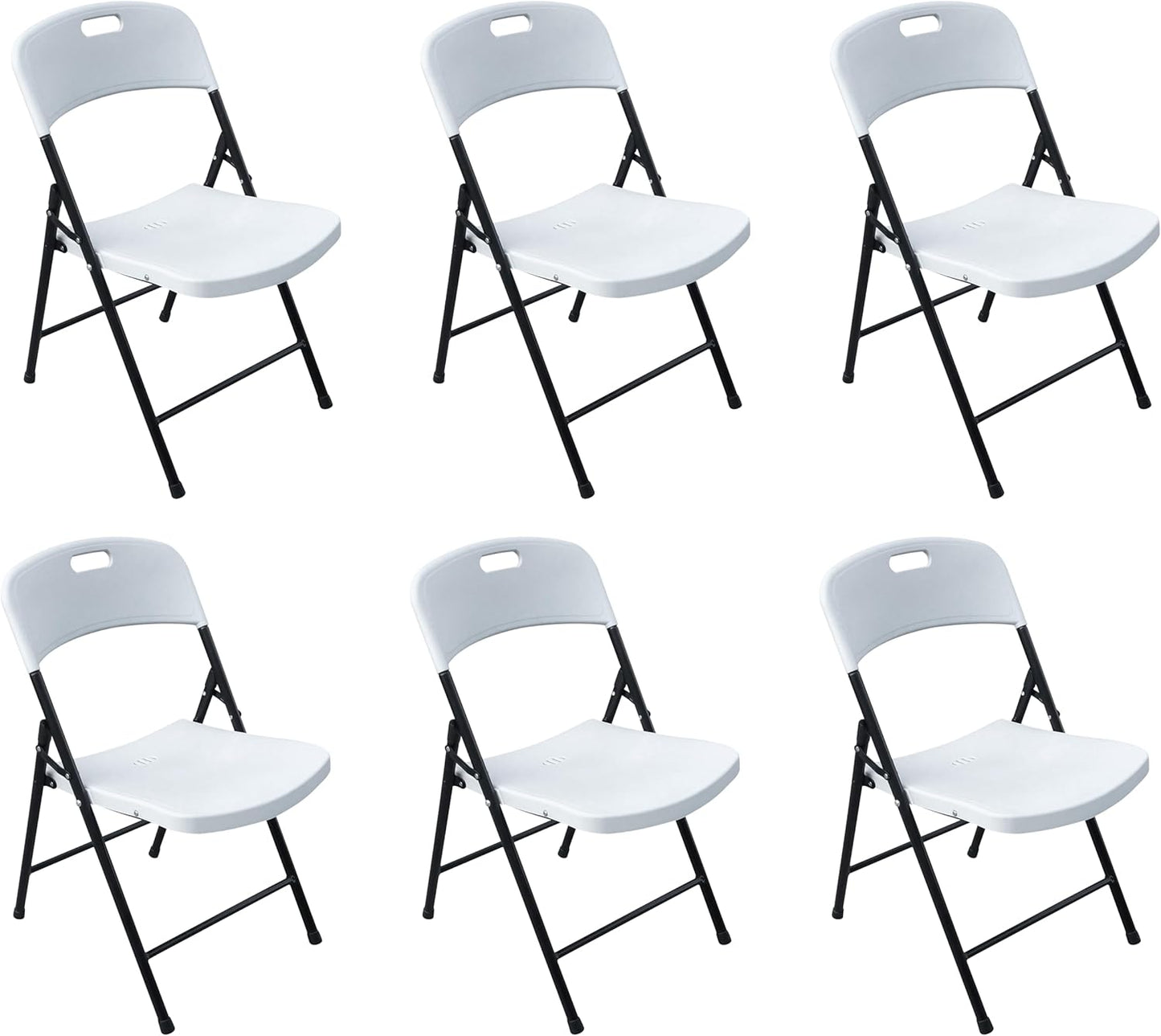 BTEXPERT 3 Pcs Folding Card Table Picnic Chair Set 34" Square Granite White Plastic Table 2 Adult Chairs Board Game Nights Party Home Indoor Outdoor