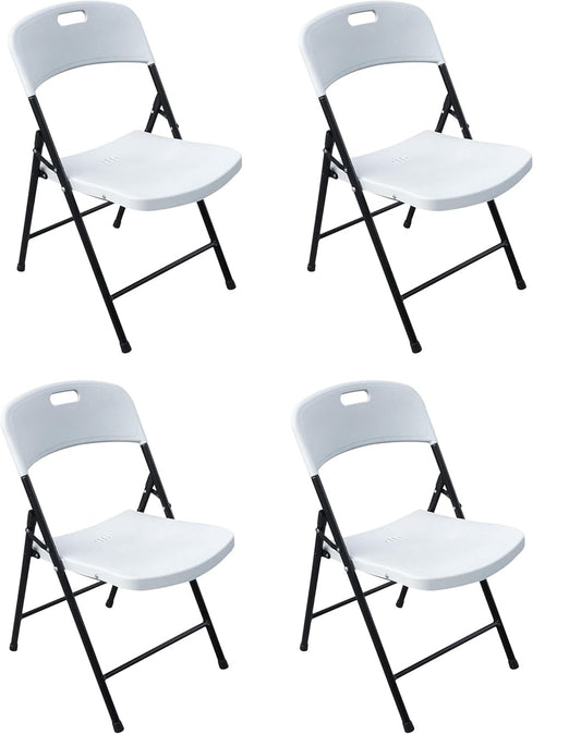 BTEXPERT Thick Folding Chair Party Chair Indoor Outdoor Wedding Event Picnic Kitchen Dining Church School White Foldable Chair Steel Frame Set of 6