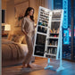 BTEXPERT Mirror Jewelry Cabinet Standing, Large Storage Jewelry Armoire, Full-Length  Mirror with Jewelry Storage, 12 LED Lockable Standing Jewelry Organizer White