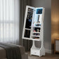 BTEXPERT Mirror Jewelry Cabinet , Large Storage Jewelry Armoire, Full-Length Frameless Mirror Jewelry Storage, 12 LED Lockable Jewelry Organizer White