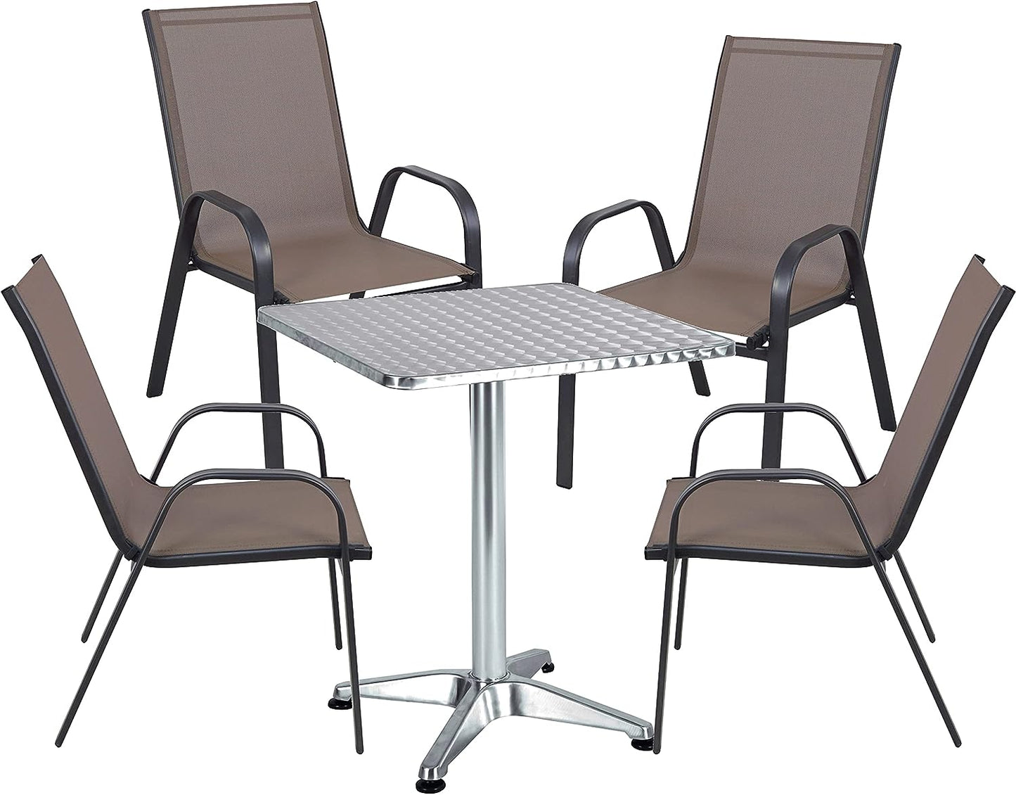 BTExpert 27.5" square Restaurant Table Stainless Steel Silver Aluminum Furniture with base - Set of 2
