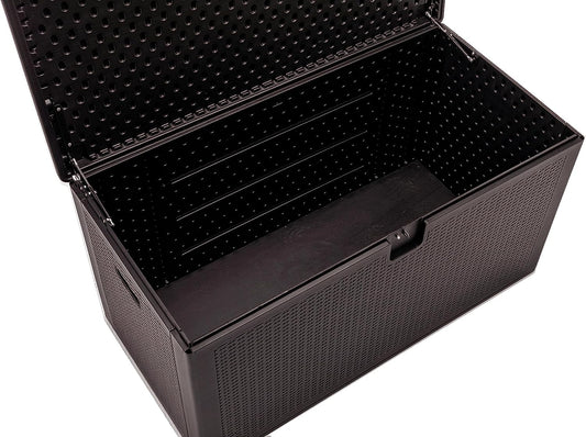 BTExpert 150 Gallon Large Resin Deck Box, Outdoor Storage Container for Patio Furniture Waterproof Lockable Stainless