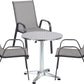 BTExpert 27.5" Round Restaurant Table Stainless Steel with 3 Gray Sling Stack Chairs, Indoor Outdoor Commercial Set, Lightweight