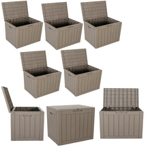 BTExpert Indoor Outdoor Storage Box, 30 Gallon Resin Deck Container for Package Delivery Patio Furniture Cushions Garden Tools Pool Sports Equipment UV Resistant Waterproof Lockable Set of 5