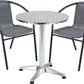 BTExpert 27.5" Round Restaurant Table Stainless Steel with 2 Gray Rattan Stack Chairs, Indoor Outdoor Commercial Lightweight