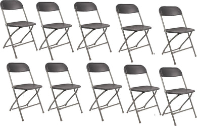 BTExpert Gray Plastic Folding Chair Steel Frame Commercial High Capacity Event Chair lightweight Set for Office Wedding Party Picnic Kitchen Dining Church School Set of 10