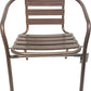 BTExpert 27.5" Round Stainless Steel Table + 2 Bronze Slat Chairs, Indoor Outdoor Commercial Lightweight