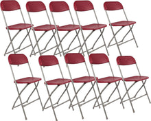 BTExpert Red Plastic Folding Chair Steel Frame Commercial High Capacity Event Chair lightweight Set for Office Wedding Party Picnic Kitchen Dining Church School Set of 10