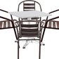 BTExpert 23.75" Square Stainless Steel Table + 4 Bronze Slat Chairs, Indoor Outdoor Commercial Lightweight