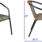 BTExpert 27.5" Square Restaurant Table Stainless Steel with 4 Brown Commercial Chairs, Indoor Outdoor