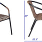 BTExpert 27.5" Square Table Stainless Steel Silver Aluminum + 3 Brown  Stack Lightweight Chairs