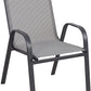 BTExpert 27.5" Round Restaurant Table Stainless Steel with 2 Gray Sling Stack Chairs, Indoor Outdoor Commercial Lightweight