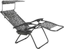 BTEXPERT Zero Gravity Chair Lounge Outdoor Pool Patio Beach Yard Garden Sunshade Utility Tray Cup Holder Black