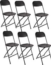 BTExpert Black Plastic Folding Chair Steel Frame Commercial High Capacity Event Chair lightweight Set for Office Wedding Party Picnic Kitchen Dining Church School Set of 6