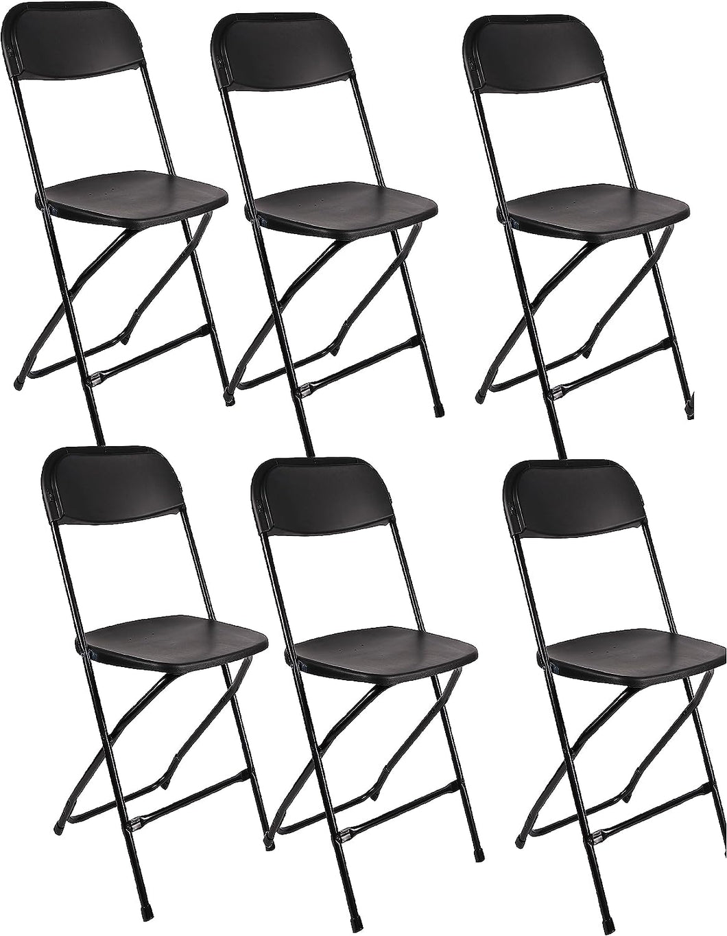 BTExpert Black Plastic Folding Chair Steel Frame Commercial High Capacity Event Chair lightweight Set for Office Wedding Party Picnic Kitchen Dining Church School Set of 6