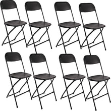 BTExpert Black Plastic Folding Chair Steel Frame Commercial High Capacity Event Chair lightweight Set for Office Wedding Party Picnic Kitchen Dining Church School Set of 8