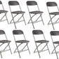 BTExpert Gray Plastic Folding Chair, Steel Frame, High Capacity, Lightweight, Office, Wedding, Party, Picnic, Kitchen, Dining, Church, School - Set of 8