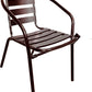 BTExpert 27.5" Round Stainless Steel Table + 2 Bronze Slat Chairs, Indoor Outdoor Commercial Lightweight