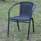 BTExpert 27.5" Square Table Stainless Steel Silver Aluminum + 3 Black Restaurant Rattan Chairs