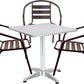 BTExpert 23.75" Square Stainless Table + 3 Bronze Slat Chairs, Indoor Outdoor Commercial Lightweight