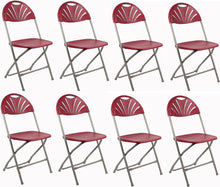 BTExpert Red Plastic Folding Chair Steel Frame Commercial High Capacity Event Chair lightweight Wedding Party Set of 8