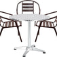 BTExpert 27.5" Round Stainless Steel Table + 3 Bronze Slat Chairs, Indoor Outdoor Commercial Lightweight