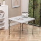 BTExpert 5-Piece Folding Card Table Set, 34" White Granite Table & 4 Floral Black Chairs for gatherings party, home, Indoor Outdoor