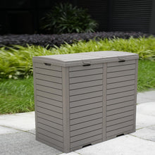 BTExpert 62 Gallon Outdoor Garbage Trash Can, Waterproof Resin Double Lid Drip Tray, Outside Trash Bin for Hideaway Patio Waste, Kitchen, Backyard, Deck, Pool Gray Set of 5