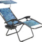 BTEXPERT Zero Gravity Chair Lounge Outdoor Pool Beach Yard Garden Utility Tray Cup Holder Blue