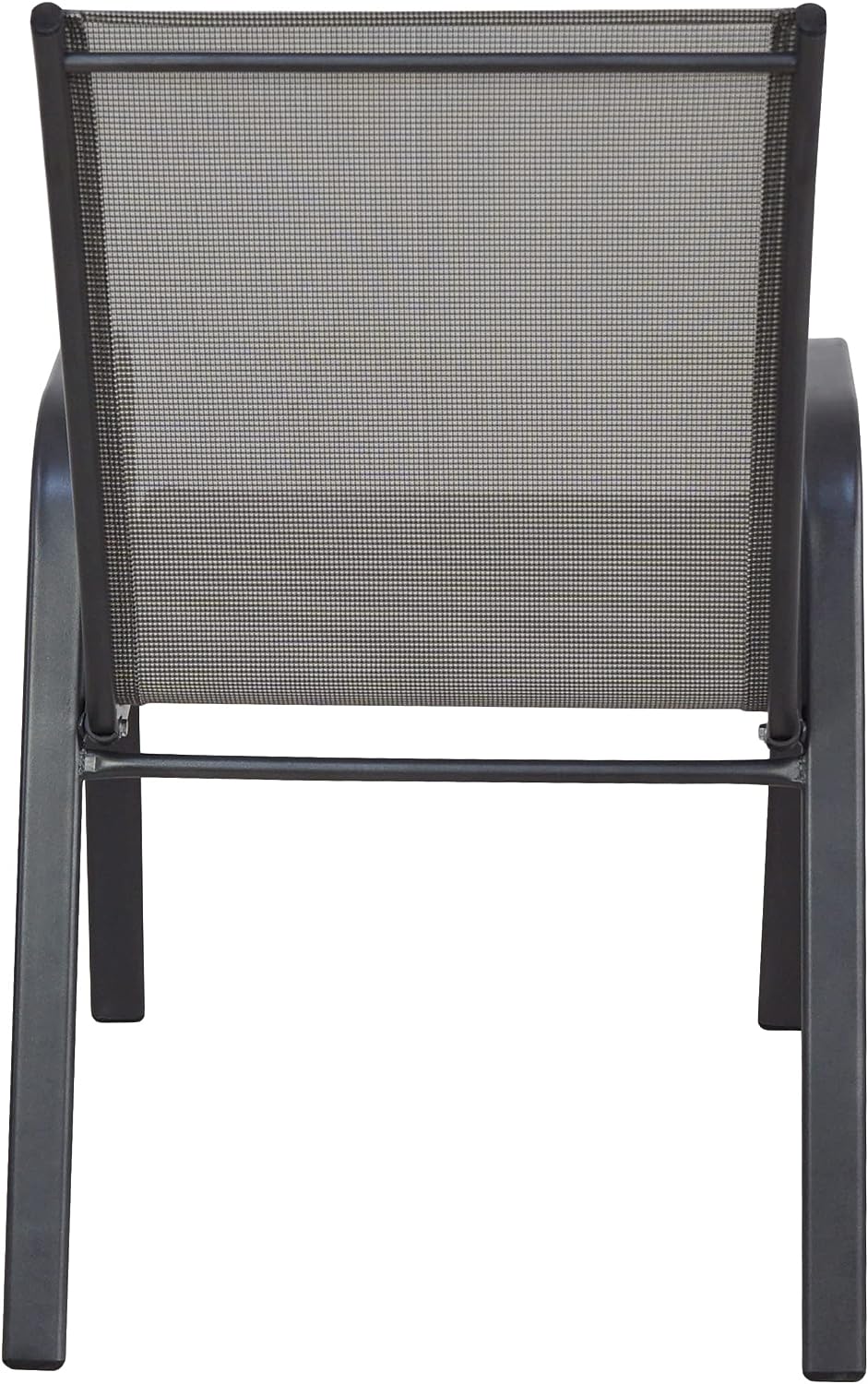 BTExpert 27.5" Round Restaurant Table Stainless Steel with 2 Gray Sling Stack Chairs, Indoor Outdoor Commercial Lightweight
