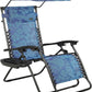 BTEXPERT Zero Gravity Chair Lounge Outdoor Pool Beach Yard Garden Utility Tray Cup Holder Blue