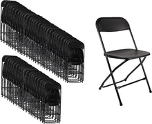 100 Black Plastic Folding Chairs Steel Frame Commercial High-Capacity Event lightweight for Office Wedding Party Picnic Kitchen Dining School Set of 100