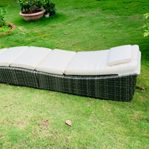 BTExpert Outdoor Foldable Chaise Lounge Chair, Wicker Rattan Reclining Sun Bed, Adjustable Padded Backrest Pillow, Assembled