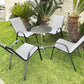 BTExpert 27.5" Round Restaurant Table Stainless Steel with 4 Gray Sling Stack Chairs, Indoor Outdoor Commercial Set, Lightweight