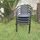 BTExpert 27.5" Square Table Stainless Steel Silver Aluminum + 3 Black Restaurant Rattan Chairs