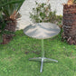 BTExpert 27.5" Round Restaurant Table Stainless Steel with 3 Gray Rattan Stack Chairs, Indoor Outdoor Commercial Lightweight