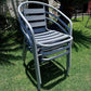 BTExpert 23.75" Square Stainless Steel Table + 3 Silver Gray Slat Chairs, Indoor Outdoor Commercial Lightweight