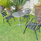 BTExpert 27.5" Square Stainless Steel Table + 3 Black Slat Chairs, Indoor Outdoor Commercial Lightweight