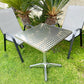 BTExpert 27.5" Square Restaurant Table Stainless Steel with 2 Gray Sling Stack Chairs, Indoor Outdoor Commercial Lightweight