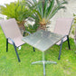 BTExpert Indoor Outdoor 27.5" Square Restaurant Table Stainless Steel Silver Aluminum + 2 Brown Flexible Chairs