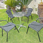 BTExpert 27.5" Round Restaurant Table Stainless Steel with 4 Black Rattan Stack Chairs, Indoor Outdoor Commercial Lightweight