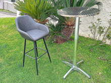 BTExpert Aluminum Indoor Outdoor 23.75" Round Restaurant Bar height 44" Table flip top, Patio Stainless Steel Silver Furniture 25.75" base Set of 2