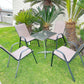 BTExpert Indoor Outdoor Square Table Stainless Steel + 4 Brown Flexible Sling Stack Chairs