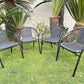 BTExpert 27.5" Round Restaurant Table Stainless Steel with 3 Gray Rattan Stack Chairs, Indoor Outdoor Commercial Lightweight