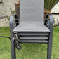 BTExpert 27.5" Square Restaurant Table Stainless Steel with 4 Gray Sling Stack Chairs, Indoor Outdoor Commercial Set, Lightweight