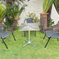 BTExpert 27.5" Square Table Stainless Steel Silver Aluminum + 3 Black Restaurant Rattan Chairs