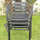 BTExpert 27.5" Square Stainless Steel Table + 4 Black Slat Chairs, Indoor Outdoor Commercial Lightweight