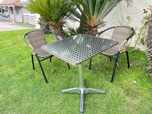 BTExpert Indoor Outdoor 27.5" square Restaurant Table for Patio Stainless Steel Silver Aluminum Furniture with base Set of 2