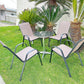 BTExpert 27.5" Round Restaurant Table Stainless Steel with 4 Brown Sling Stack Chairs, Indoor Outdoor Commercial Lightweight