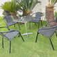 BTExpert 27.5" Square Restaurant Table Stainless Steel with 4 Gray Rattan Stack Chairs, Indoor Outdoor Commercial Lightweight
